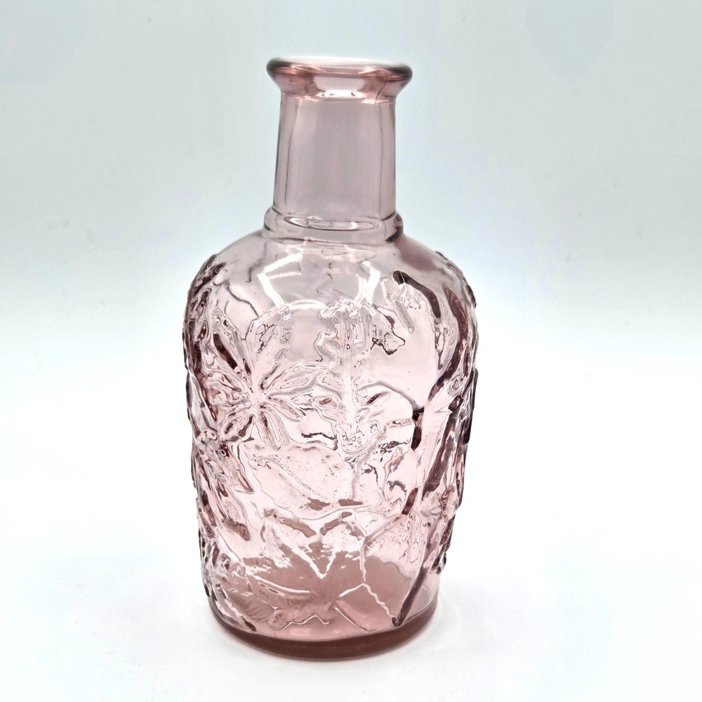 Libbey Canada‎ Glass Decanter Bottle 3D Orchard Fruit Pink Purple Glass No Cork